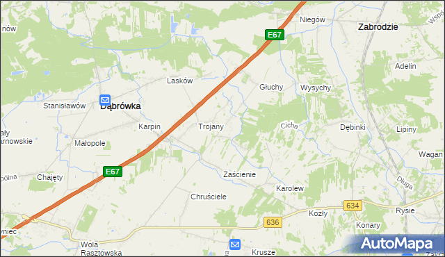 mapa Wszebory gmina Dąbrówka, Wszebory gmina Dąbrówka na mapie Targeo