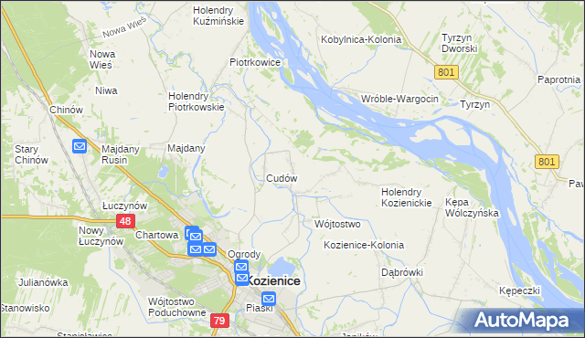 mapa Wymysłów gmina Kozienice, Wymysłów gmina Kozienice na mapie Targeo