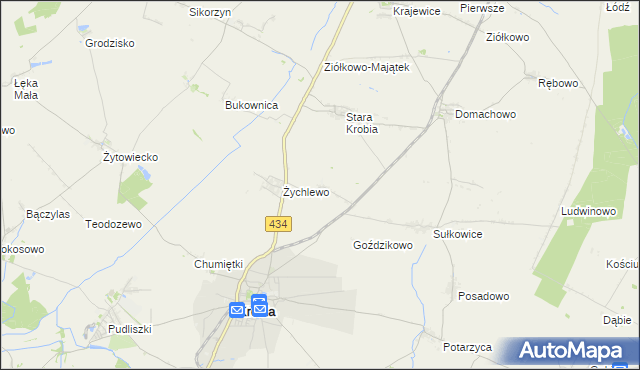 mapa Wymysłowo gmina Krobia, Wymysłowo gmina Krobia na mapie Targeo