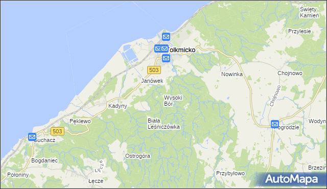 mapa Wysoki Bór, Wysoki Bór na mapie Targeo