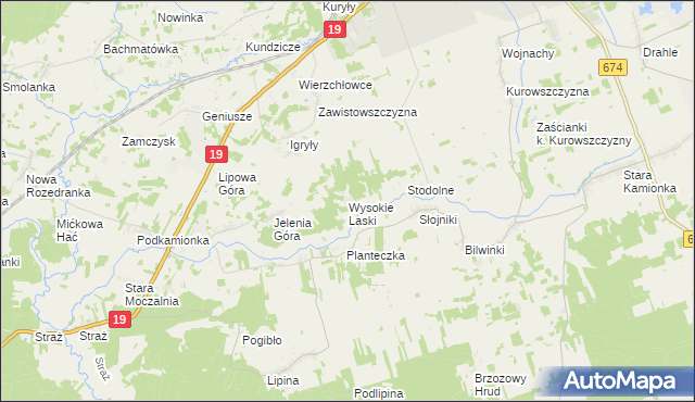 mapa Wysokie Laski, Wysokie Laski na mapie Targeo