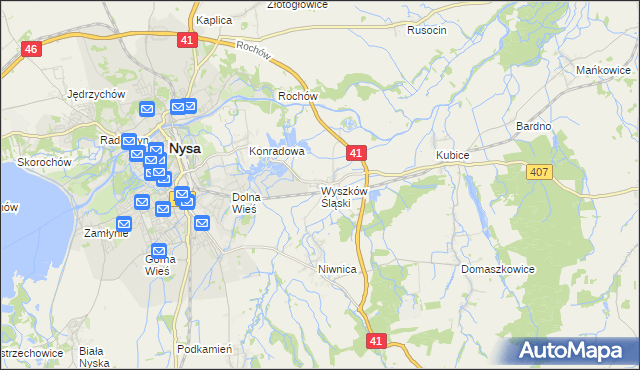 mapa Wyszków Śląski, Wyszków Śląski na mapie Targeo