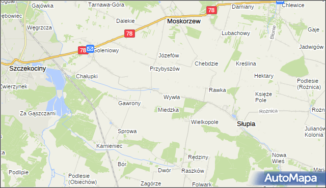 mapa Wywła, Wywła na mapie Targeo