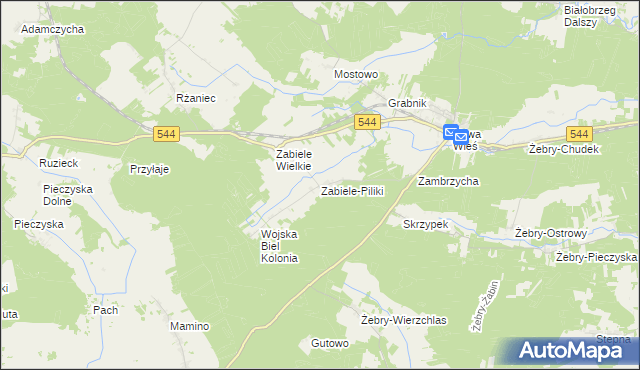 mapa Zabiele-Piliki, Zabiele-Piliki na mapie Targeo