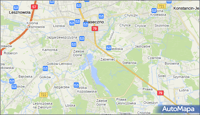 mapa Żabieniec gmina Piaseczno, Żabieniec gmina Piaseczno na mapie Targeo