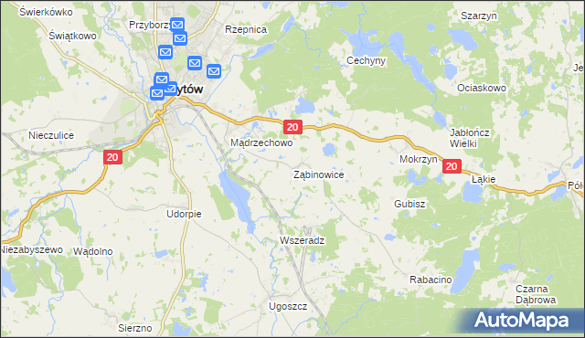 mapa Ząbinowice, Ząbinowice na mapie Targeo