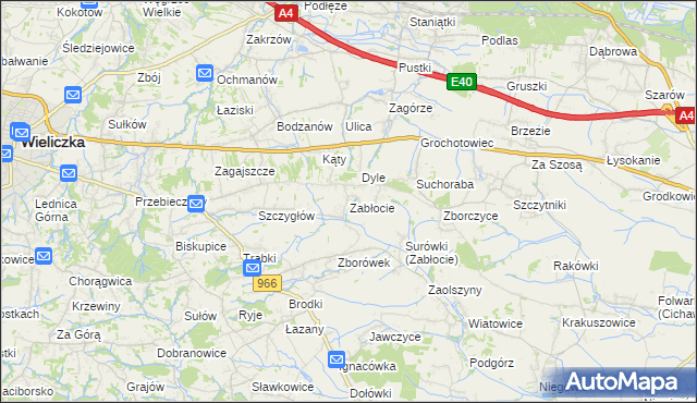 mapa Zabłocie gmina Biskupice, Zabłocie gmina Biskupice na mapie Targeo