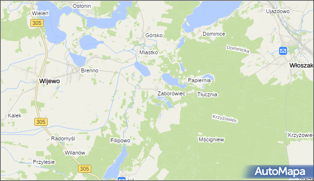 mapa Zaborówiec, Zaborówiec na mapie Targeo
