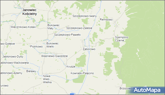 mapa Zaborowo gmina Janowiec Kościelny, Zaborowo gmina Janowiec Kościelny na mapie Targeo