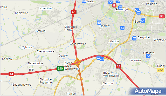 mapa Zabrodzie gmina Kąty Wrocławskie, Zabrodzie gmina Kąty Wrocławskie na mapie Targeo