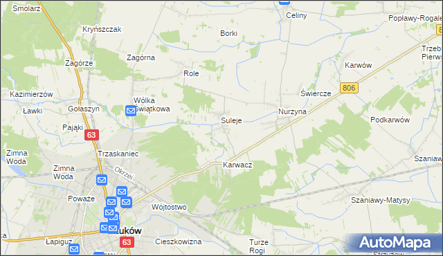 mapa Zabrodzie gmina Łuków, Zabrodzie gmina Łuków na mapie Targeo