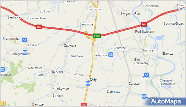 mapa Zadąbrowie gmina Orły, Zadąbrowie gmina Orły na mapie Targeo