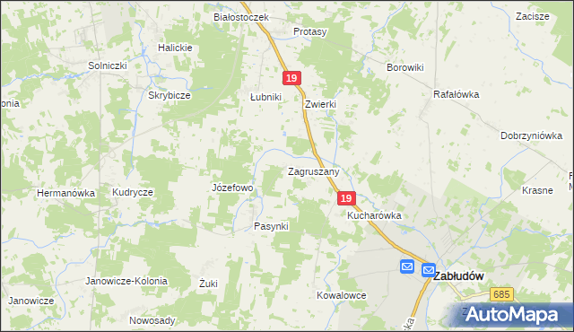 mapa Zagruszany, Zagruszany na mapie Targeo