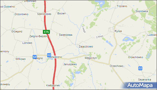 mapa Zajączkowo gmina Chełmża, Zajączkowo gmina Chełmża na mapie Targeo