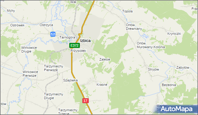 mapa Zalesie gmina Izbica, Zalesie gmina Izbica na mapie Targeo