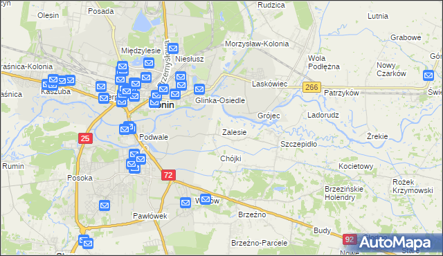 mapa Zalesie gmina Krzymów, Zalesie gmina Krzymów na mapie Targeo