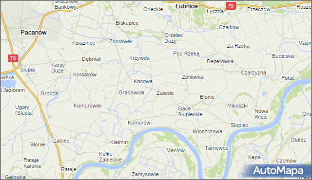 mapa Zalesie gmina Łubnice, Zalesie gmina Łubnice na mapie Targeo