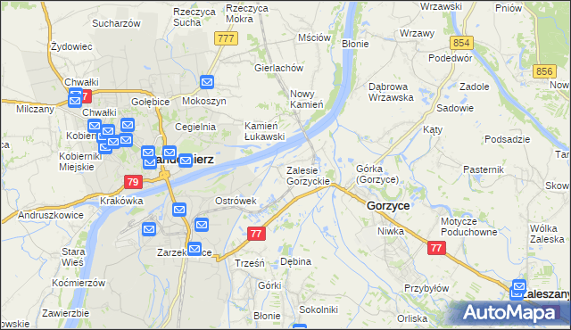 mapa Zalesie Gorzyckie, Zalesie Gorzyckie na mapie Targeo