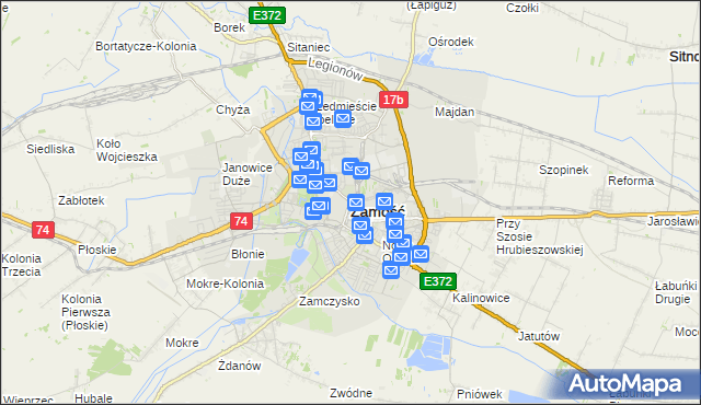 mapa Zamościa, Zamość na mapie Targeo