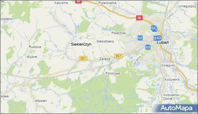 mapa Zaręba gmina Siekierczyn, Zaręba gmina Siekierczyn na mapie Targeo