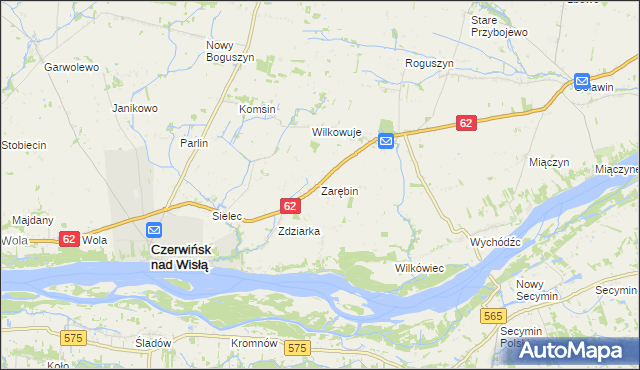 mapa Zarębin, Zarębin na mapie Targeo