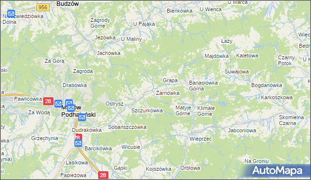 mapa Żarnówka gmina Maków Podhalański, Żarnówka gmina Maków Podhalański na mapie Targeo