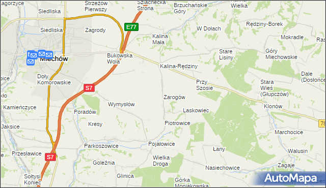 mapa Zarogów, Zarogów na mapie Targeo