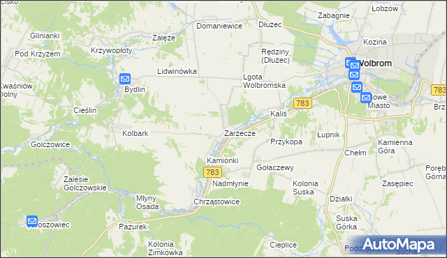 mapa Zarzecze gmina Wolbrom, Zarzecze gmina Wolbrom na mapie Targeo