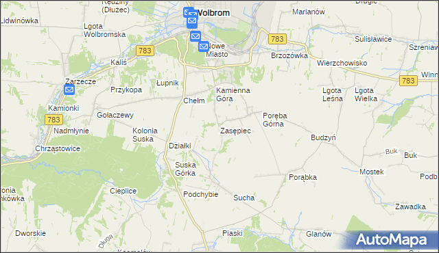 mapa Zasępiec, Zasępiec na mapie Targeo