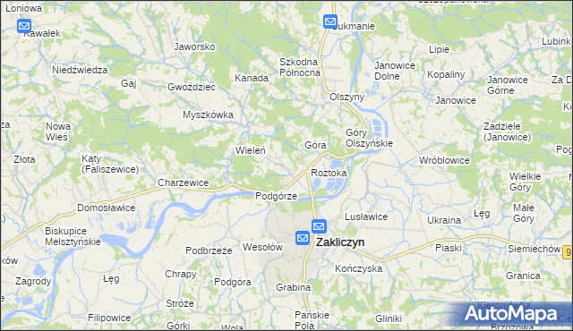 mapa Zawada Lanckorońska, Zawada Lanckorońska na mapie Targeo