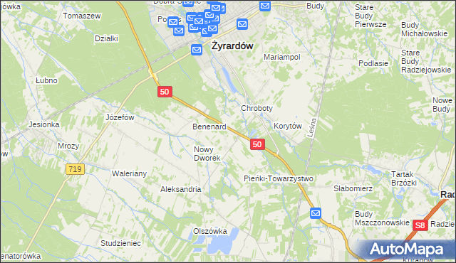 mapa Zazdrość gmina Radziejowice, Zazdrość gmina Radziejowice na mapie Targeo