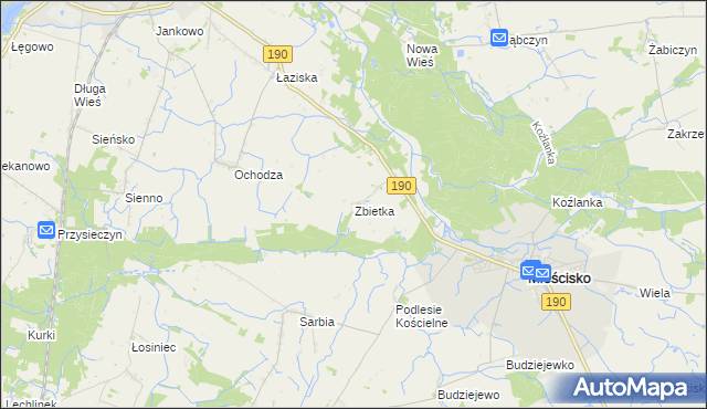 mapa Zbietka, Zbietka na mapie Targeo