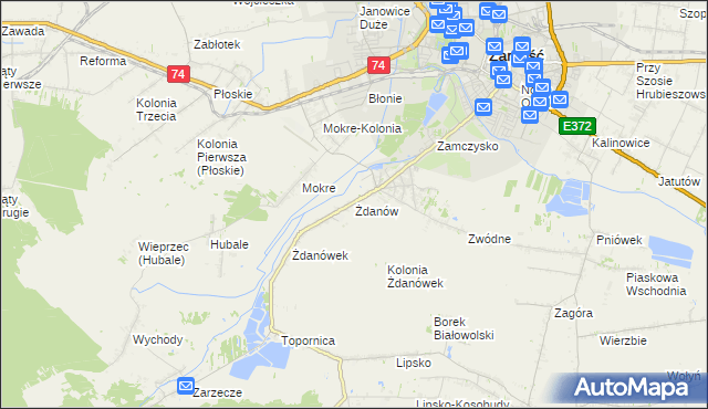 mapa Żdanów gmina Zamość, Żdanów gmina Zamość na mapie Targeo