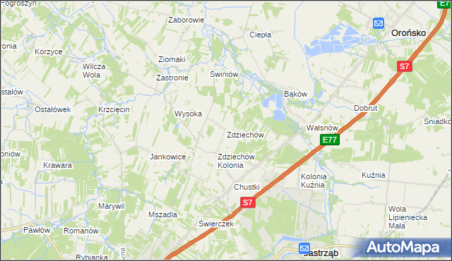 mapa Zdziechów gmina Szydłowiec, Zdziechów gmina Szydłowiec na mapie Targeo