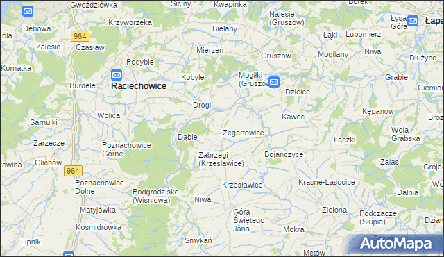 mapa Zegartowice gmina Raciechowice, Zegartowice gmina Raciechowice na mapie Targeo