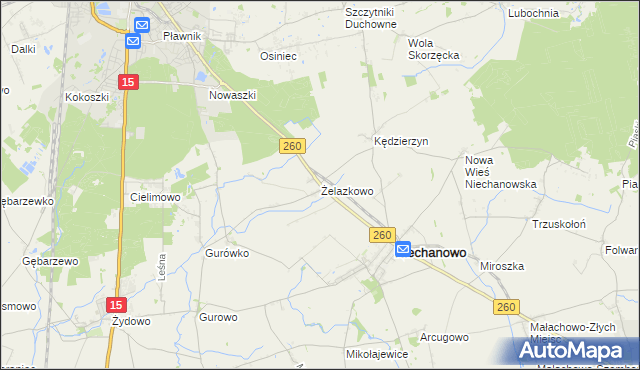mapa Żelazkowo gmina Niechanowo, Żelazkowo gmina Niechanowo na mapie Targeo