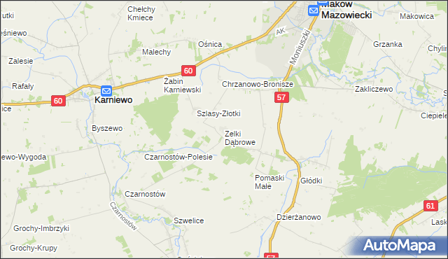 mapa Zelki Dąbrowe, Zelki Dąbrowe na mapie Targeo