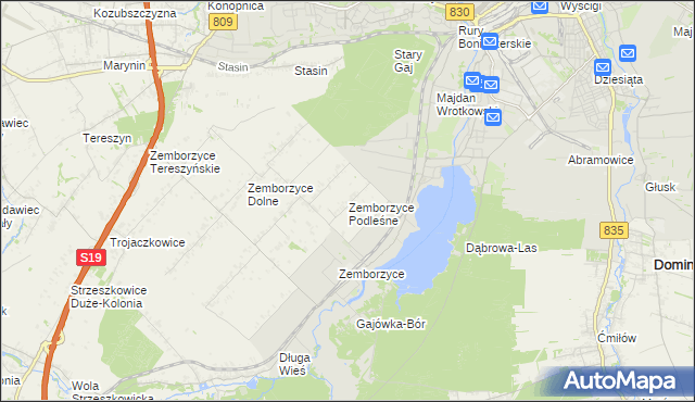 mapa Zemborzyce Podleśne, Zemborzyce Podleśne na mapie Targeo