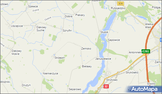 mapa Zemsko gmina Granowo, Zemsko gmina Granowo na mapie Targeo