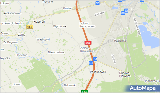 mapa Zielone Królewskie, Zielone Królewskie na mapie Targeo