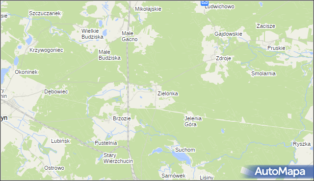 mapa Zielonka gmina Cekcyn, Zielonka gmina Cekcyn na mapie Targeo