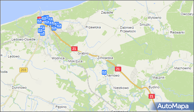 mapa Zimowiska, Zimowiska na mapie Targeo