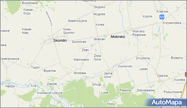 mapa Złota Góra gmina Skomlin, Złota Góra gmina Skomlin na mapie Targeo