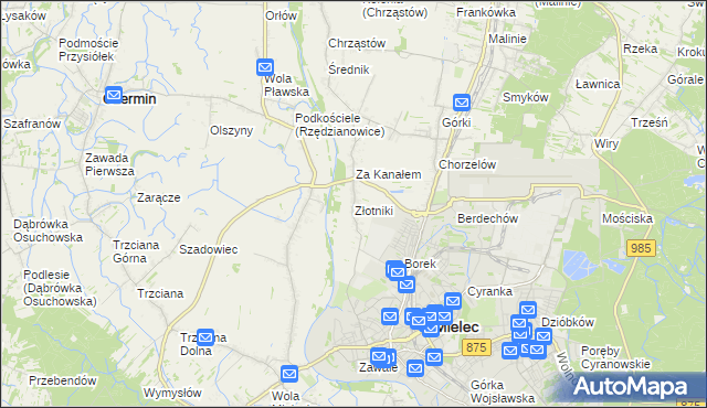 mapa Złotniki gmina Mielec, Złotniki gmina Mielec na mapie Targeo