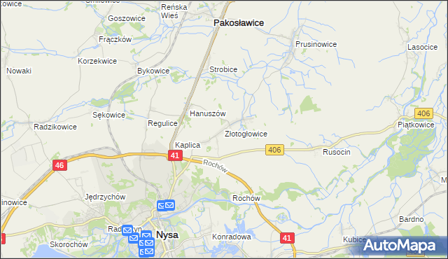 mapa Złotogłowice, Złotogłowice na mapie Targeo