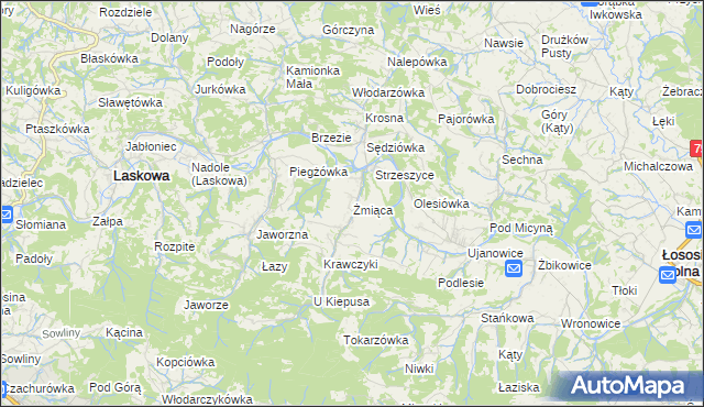 mapa Żmiąca, Żmiąca na mapie Targeo