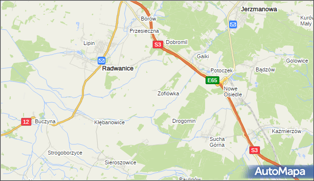 mapa Zofiówka gmina Jerzmanowa, Zofiówka gmina Jerzmanowa na mapie Targeo