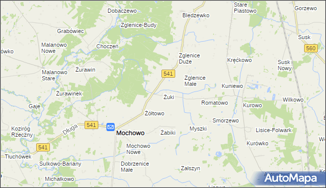 mapa Żuki gmina Mochowo, Żuki gmina Mochowo na mapie Targeo