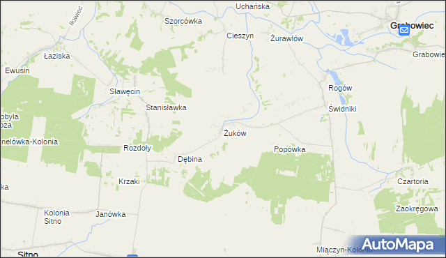 mapa Żuków gmina Miączyn, Żuków gmina Miączyn na mapie Targeo