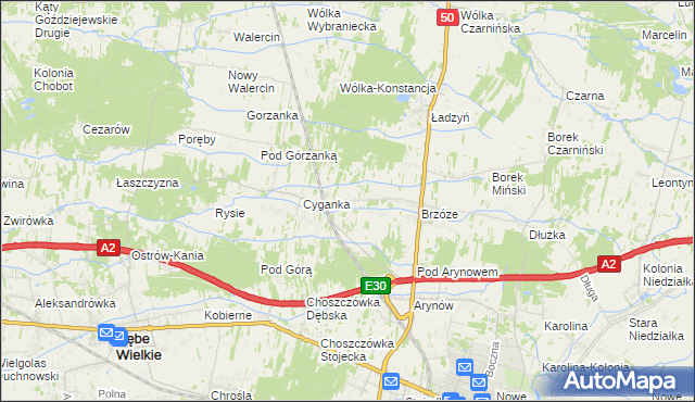 mapa Żuków gmina Mińsk Mazowiecki, Żuków gmina Mińsk Mazowiecki na mapie Targeo